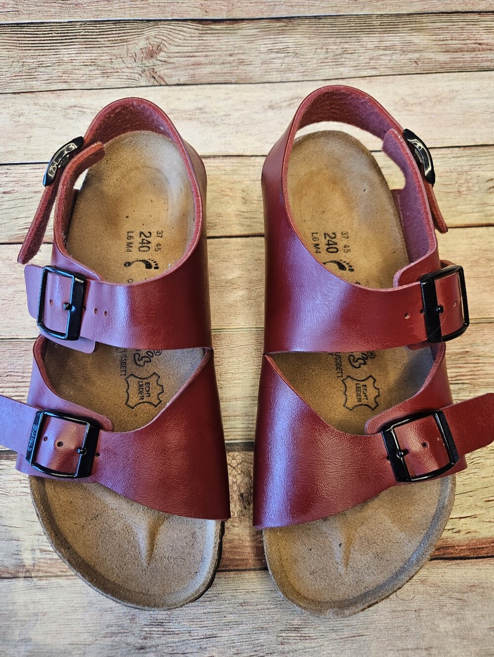 Birki's by Birkenstock red leather slingback sandals. Size 37